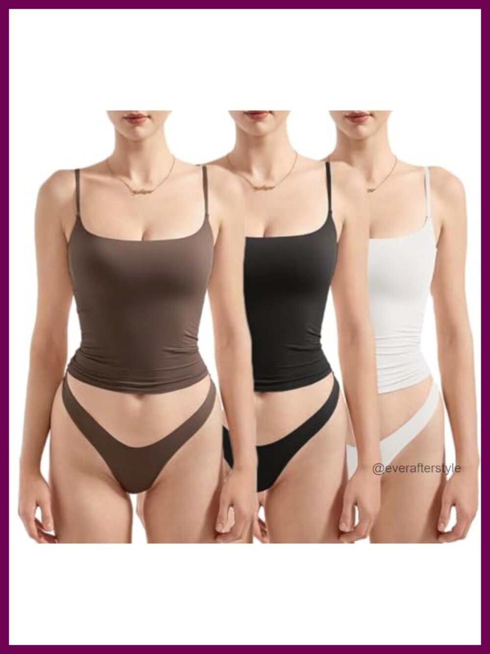 Women's Square Neck Backless Tank Top Adjustable Spaghetti Strap Cami Shirt